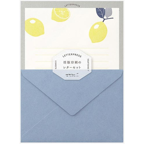 レターセット　活版　レモン柄　８６４７６