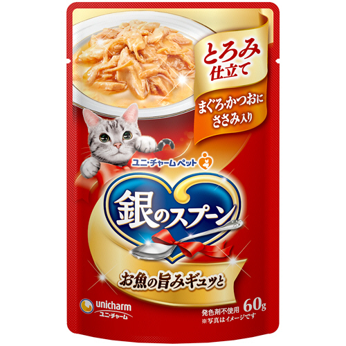 銀のｽﾌﾟｰﾝ ﾊﾟｳﾁ(ｳｪｯﾄ)とろみ仕立 まぐろかつおにささみ60g 1ｾｯﾄ(16ﾊﾟｯｸ)画像
