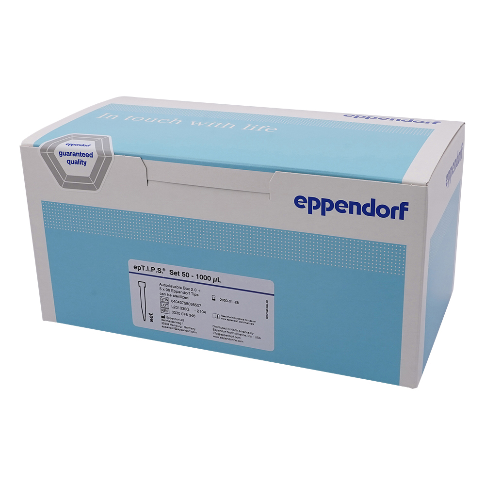 ピペットチップ(epTIPS)　セット　50～1000μL　（96本/トレー×5＋ケース（空箱））
