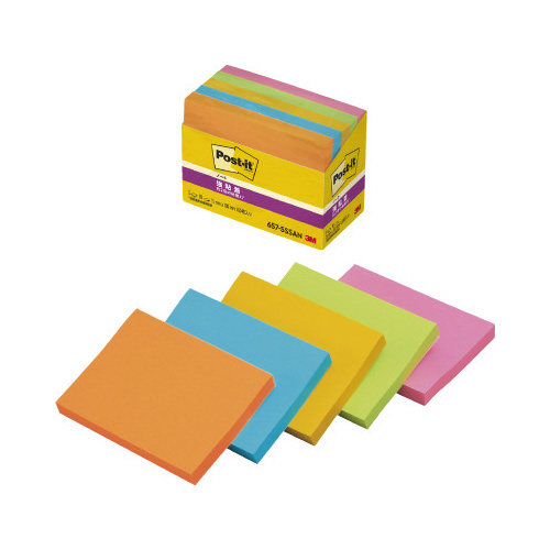 ポストイット　強粘着　７５×１００ネオン混色　５冊画像