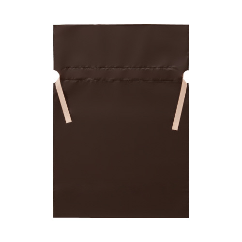 梨地ポリ巾着袋（底マチ付）　ブラウン　Ｌ　２０枚画像