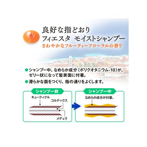 ボディーソープ フィエスタ ボディウォッシュ10L 花王 青い容器が正面を向いている状態で、側面にはロゴと使用方法が印刷されている。