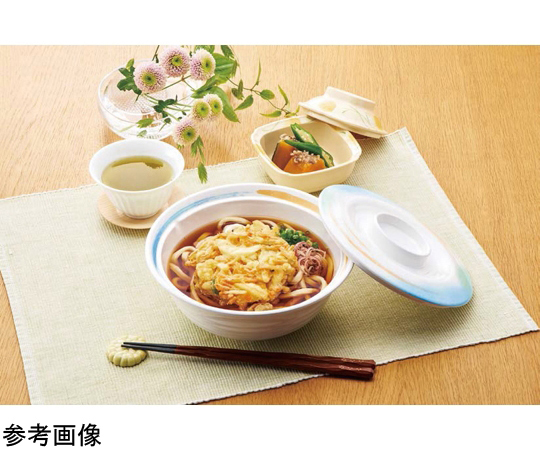 麺丼（身） 緋文 60個入 パッケージが横向きで、側面には豊かな色合いのデザインが施されている様子。
