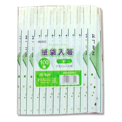 割箸 ｱｽﾍﾟﾝ元禄箸 袋入 彩 1ｾｯﾄ(4000膳:100膳×40ﾊﾟｯｸ)画像