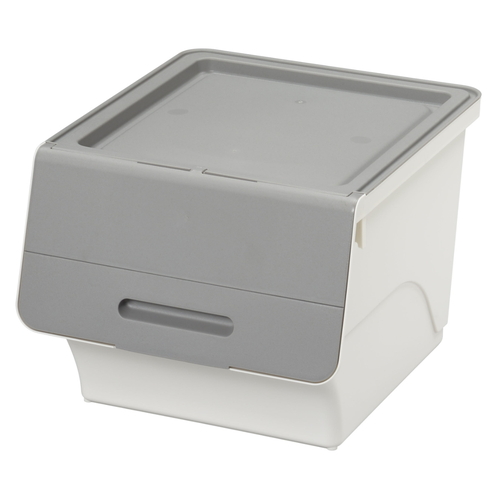 収納ボックス 前開き フロック30 深型 幅39×奥行46×高さ31cm 4段階ストッパー グレー画像