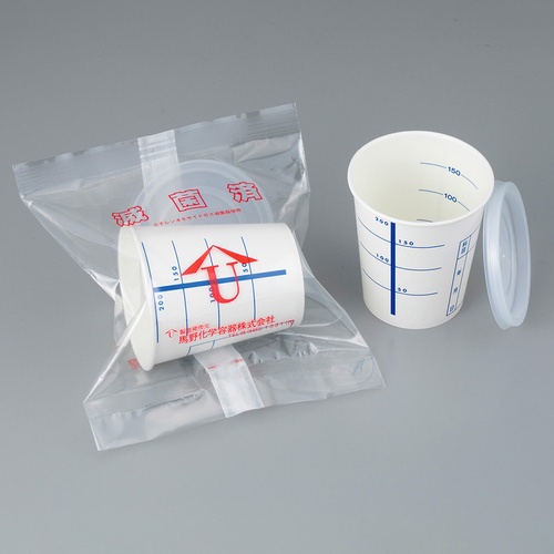 検尿コップ紙製200印入　フタ付　滅菌済　200mL　50個入画像
