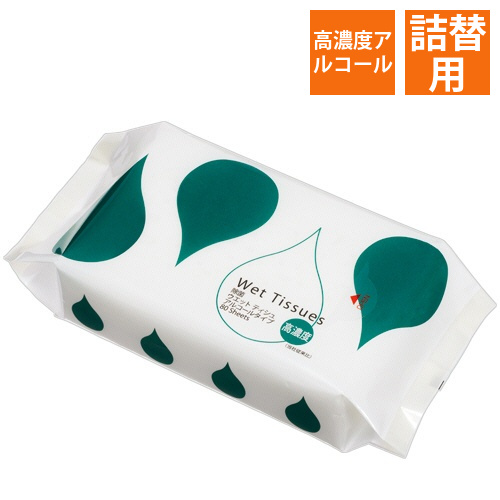 高濃度アルコール除菌ウエットティッシュ　詰替用　1セット(1600枚:80枚×20パック)画像