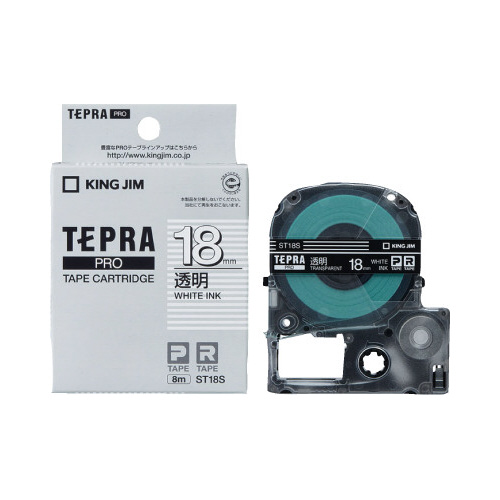 テプラ　ＰＲＯテープ　透明ラベル　１８ｍｍ　白文字画像