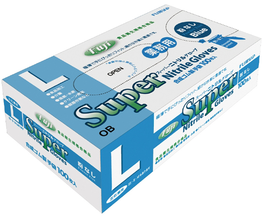 フジスーパーニトリルグローブ 粉無 青 L 100枚×30箱入画像