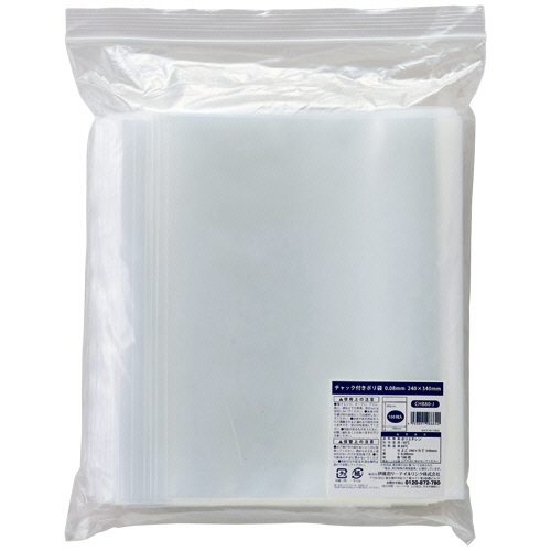 ﾁｬｯｸ付ﾎﾟﾘ袋 0.08×240×340mm 1ﾊﾟｯｸ(100枚)画像