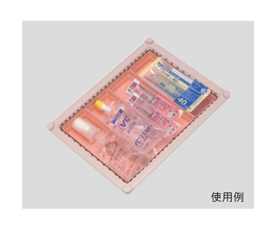 アンプルケース（W236×D76×H42mm）ライトブルー 透明なプラスチックケースが左斜めから見える状態