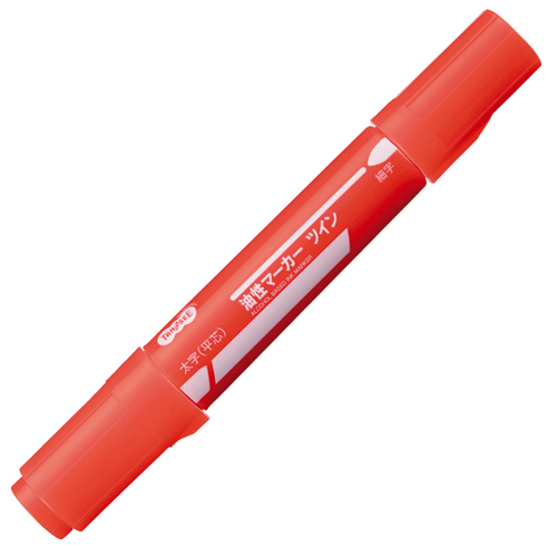 ｷｬｯﾌﾟ式油性ﾏｰｶｰ ﾂｲﾝ 太字+細字 赤 1本画像