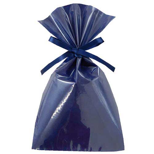 ソフトバッグクリア 2穴リボン巾着 S4 紺画像