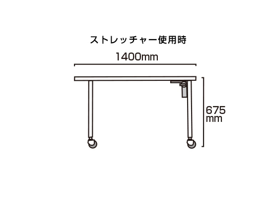 サポートサインショートストレッチャー アクリルカバー 透明なアクリルカバーが取り付けられたストレッチャーの横からのアングル