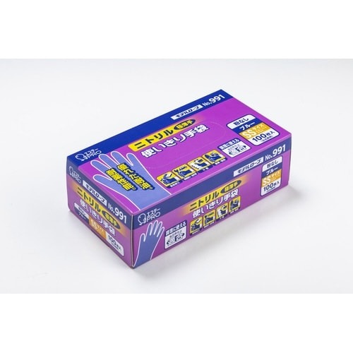 Ｎｏ．９９１　ニトリル使い捨て手袋ブルーＳＳ画像