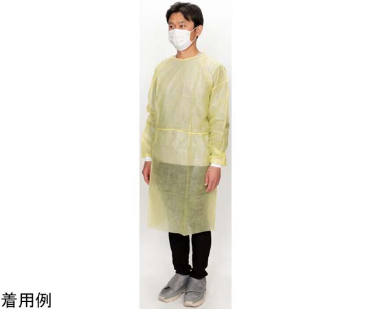 アイソレーションガウン（非防水-リブ袖）個包装 黄 100枚入り画像
