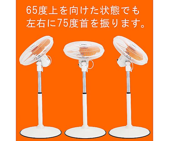 AC100V・160W/450mm 工場扇(スタンド型) スタンド型のファンが斜めから見える状態で、シンプルなデザインと金属製の支柱が特徴的。