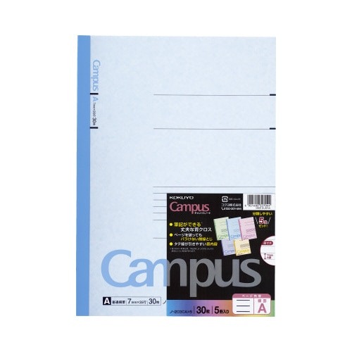 キャンパスノートカラー表紙　Ａ４　Ａ罫　５色パック画像