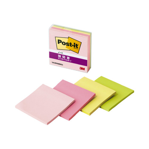 強粘着ノートマルチカラー４　７５×７５　４冊×５画像