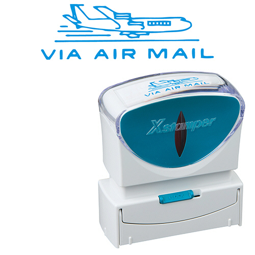 Xｽﾀﾝﾊﾟｰ ﾋﾞｼﾞﾈｽ用ｷｬｯﾌﾟﾚｽ B型 (VIA AIR MAIL) ﾖｺ 藍色 1個画像