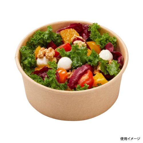 どんぶり容器 クラフト カップ 750ml 本体 パックスタイル クラフト素材で構成されたカップの側面が見える状態