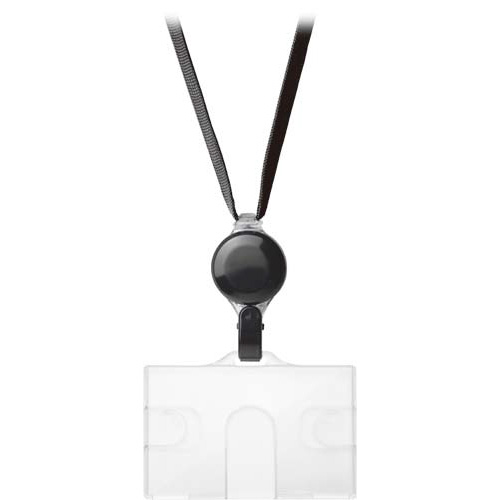 リール式吊下げ名札　ハードタイプ　黒　１０個画像