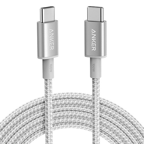ANKER　高耐久ナイロン　USB-C&USB-C　ケーブル　3.0m　シルバー　1本