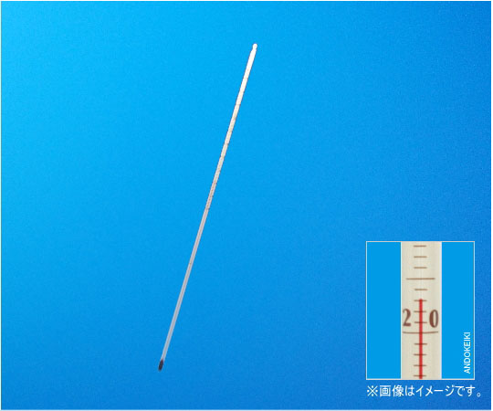 足長赤液棒状温度計　-20～100℃（1℃）　全長1500mm