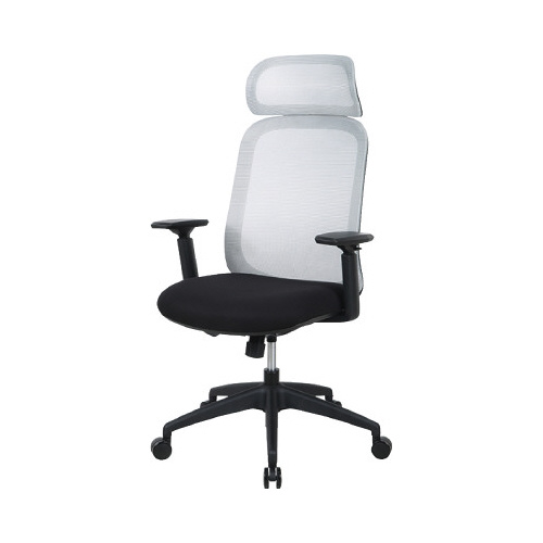 マイクチェア　肘付　ヘッド付き　グレー