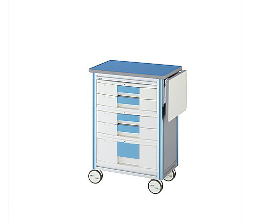 ヨーロピアンカートⅡ(補助天板付き･回診タイプ) 5段ブルー 630×400×855mm画像