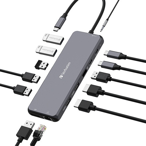PD急速充電対応　USB　Type-Cハブ　13　in　1　1個 複数のポートが並ぶハブの正面デザイン