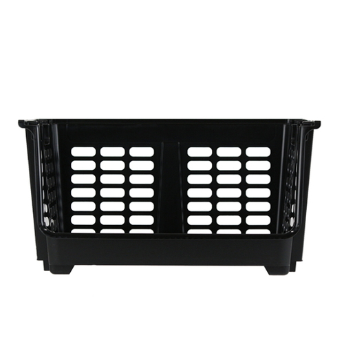 収納ボックス 約 幅45×奥行34×高さ23cm ナチュラ ストックス 浅型 ブラック画像