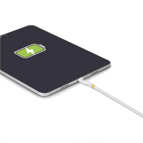 USB-C充電ケーブル　2m　オス・オス　ホワイト　1本 ホワイトの充電ケーブルが平置きで、両端がオス接続になっている様子