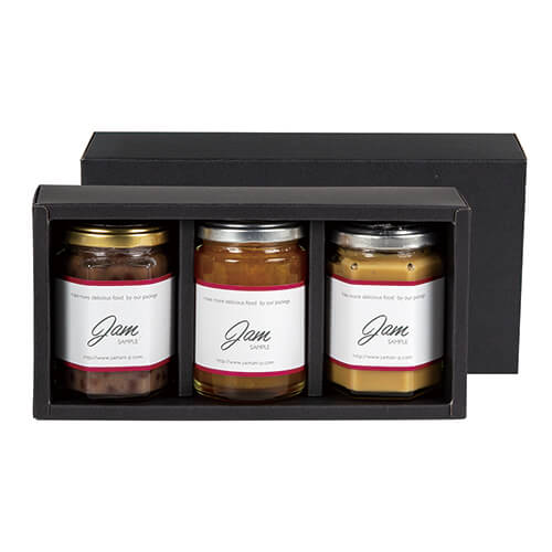 広口瓶Ｍ×３本箱黒画像