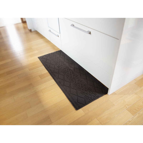 キッチンマット　120　45×120cm　サニー　インテリアマット　ニット風　ブラウン 柔らかなブラウンのニット風マットが整然と敷かれた様子