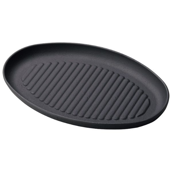 ステーキ関連用品 M20-710 鉄製プレス陶板(小判) マイン画像