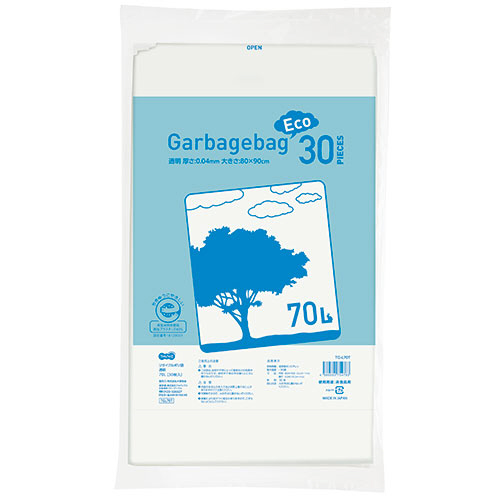 ﾘｻｲｸﾙﾎﾟﾘ袋 透明 70L 1ﾊﾟｯｸ(30枚)画像