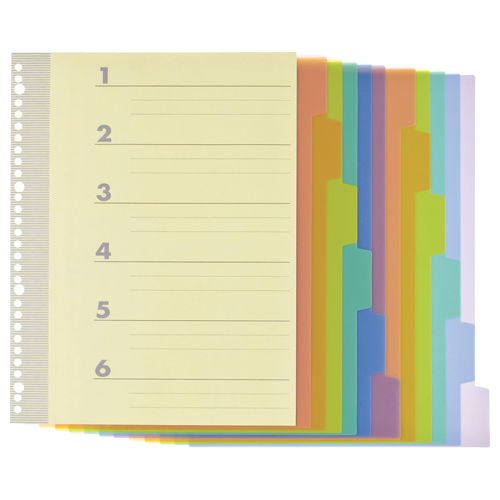 ｲﾝﾃﾞｯｸｽ(PP) A4ﾀﾃ 2･4･30穴 6山2組 1ｾｯﾄ(20ﾊﾟｯｸ)画像