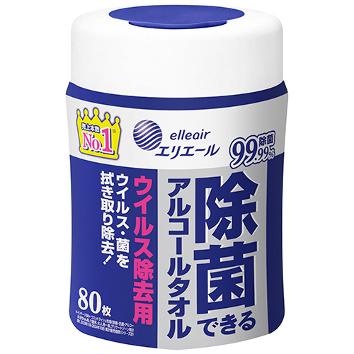 ｴﾘｴｰﾙ除菌できるｱﾙｺｰﾙﾀｵﾙ ｳｲﾙｽ除去 本体 1個(80枚)