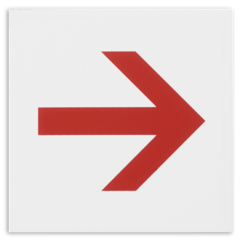 ｱｸﾘﾙﾏｯﾄ板ｻｲﾝ 矢印 ﾃｰﾌﾟ付 ﾀﾃ100×ﾖｺ100×厚み2mm 白 1枚画像