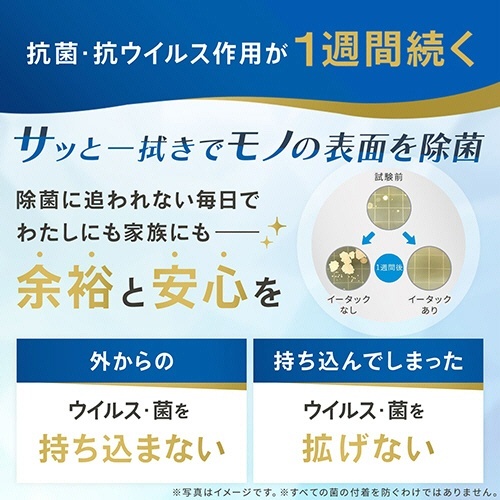イータック抗菌化スプレーα　ノンアルコールタイプ　本体　250mL　1本 パッケージが立てられ、正面には大きなラベルが貼付されている状態