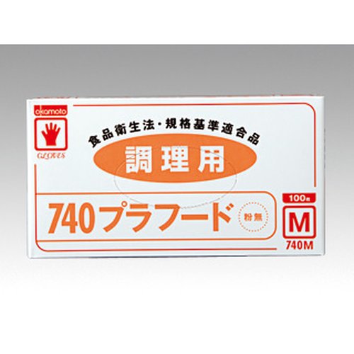 塩ビ手袋 イージーグローブ プラフードNo.740 M 粉無 100枚入 オカモト画像