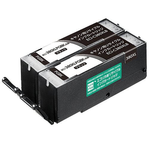 ﾘｻｲｸﾙｲﾝｸ 顔料ﾌﾞﾗｯｸ [ｷﾔﾉﾝ:BCI-380XLPGBK互換] ECI-C380XLB-2P 1箱(2個)画像