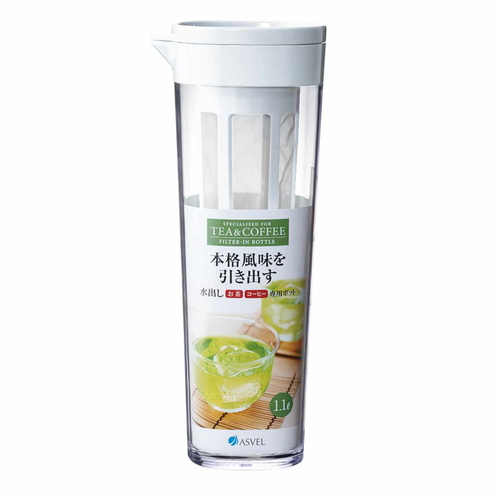 ピッチャー 1.1L 茶こし付き ドリンクビオ 横置き 耐熱 プラスチック ホワイト画像
