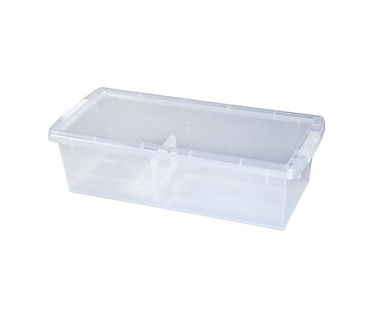 525x238x150mm 収納ケース(クリア) 透明の収納ケースが上から見える状態、内部は無色でシンプルなデザインの様子。