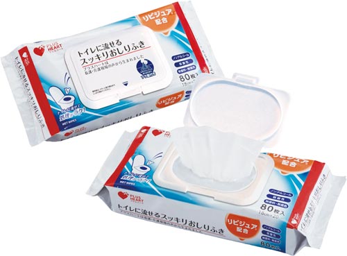 トイレに流せるスッキリおしりふき　８０枚入画像