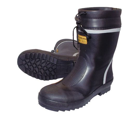 先芯入カバー付き安全ショートブーツ　黒/グレーライン　26.0cm