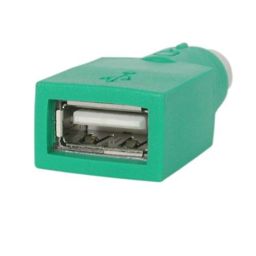 USB-PS/2変換アダプター(USBマウス　交換用)　1個 商品の前面に焦点を合わせた角度で撮影され、コネクタ部分が強調されている様子。