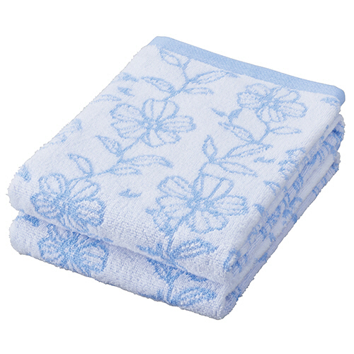 無撚糸ｸﾞﾚｰｽﾌﾗﾜｰ ﾌｪｲｽﾀｵﾙ ﾌﾞﾙｰ 1ﾊﾟｯｸ(2枚)画像