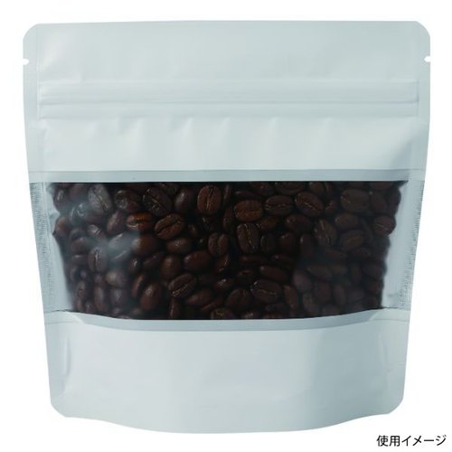コーヒー豆 袋 COT-878W アルミスタンドチャック袋 S 窓付 マット白 ヤマニパッケージ画像
